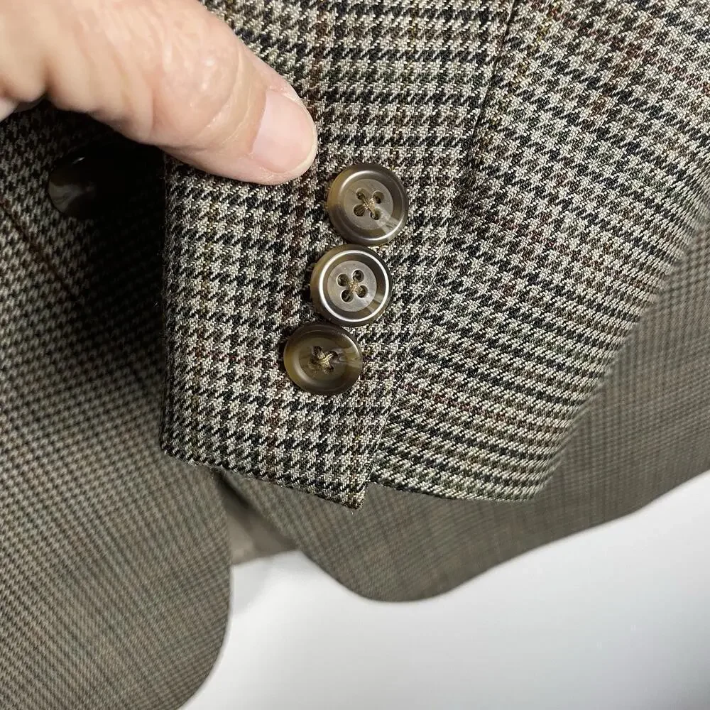 Lauren Ralph Lauren Blazer Sport Coat Jacket Men’s 42R Brown Wool Houndstooth